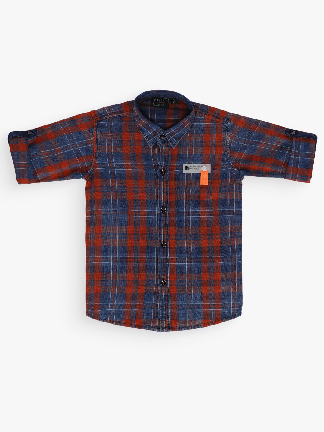 

DANABOI Boy Cotton blend Checked Shirt Blue