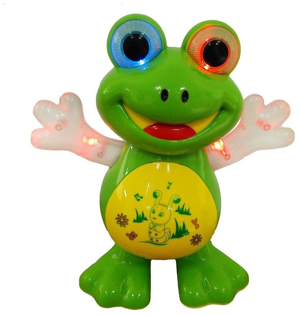 

Dancing Frog Battery Operated Toy Figure Side-to-Side Dancing Action Flashing Lights Music