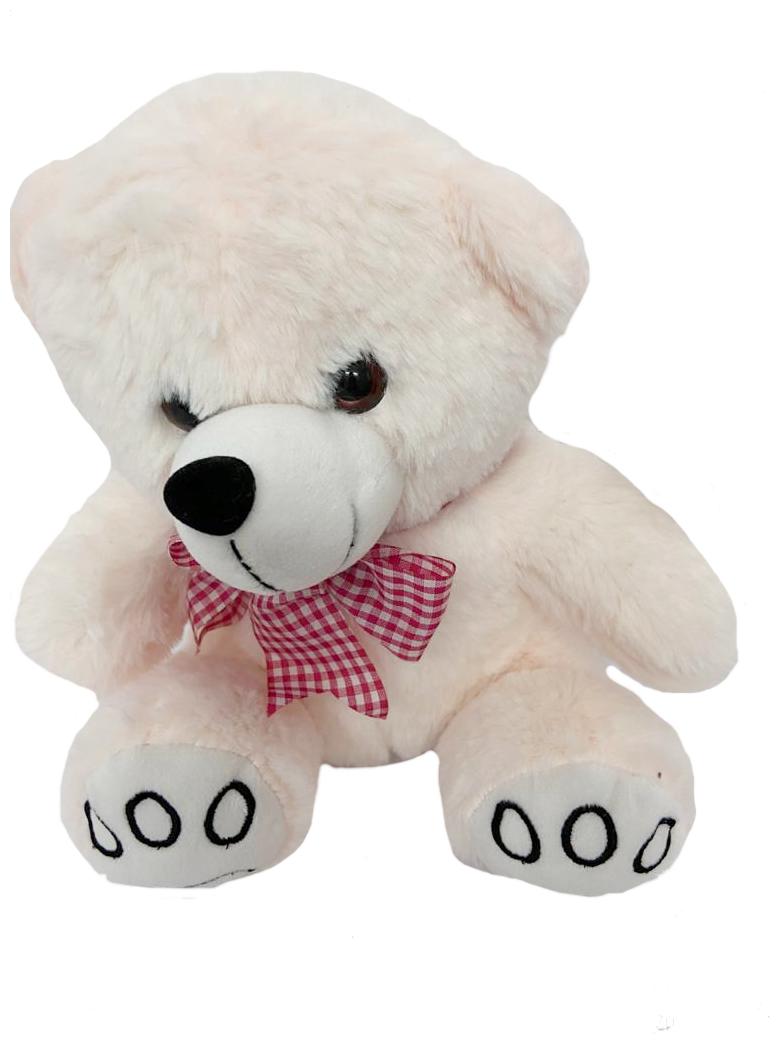 

DANR Medium Size Soft Plush Cream Teddy with Colourful Neck Bow for Kids Girls Boys Birthday Gifts (Size - 29 cm)