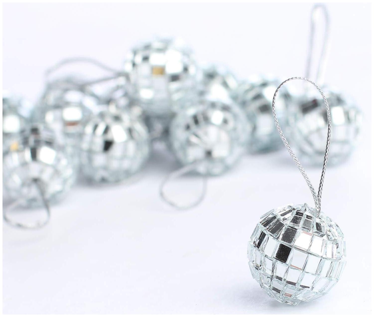 24 Silver Mini Disco Mirror Ball Christmas Tree Bauble Home Party Decoration...