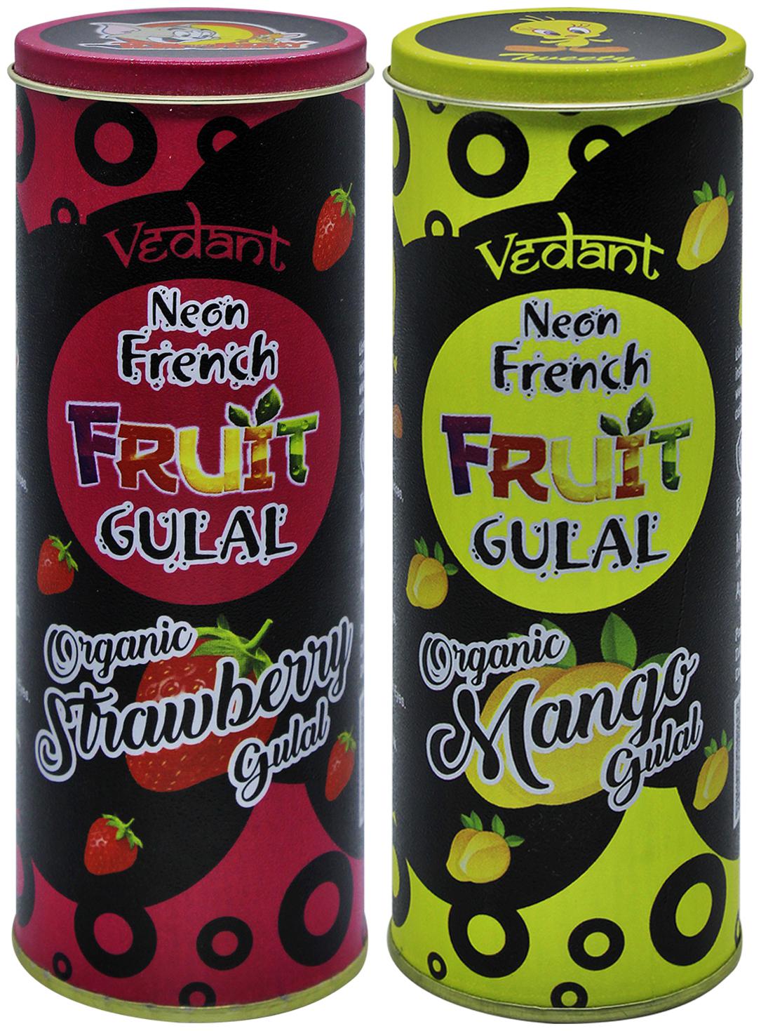 

Dealbindaas Vedant Organic Fruit Gulal Canister Non-Toxic Fresh Nature Fregnence(175gm in each Cane)- Pack of 2