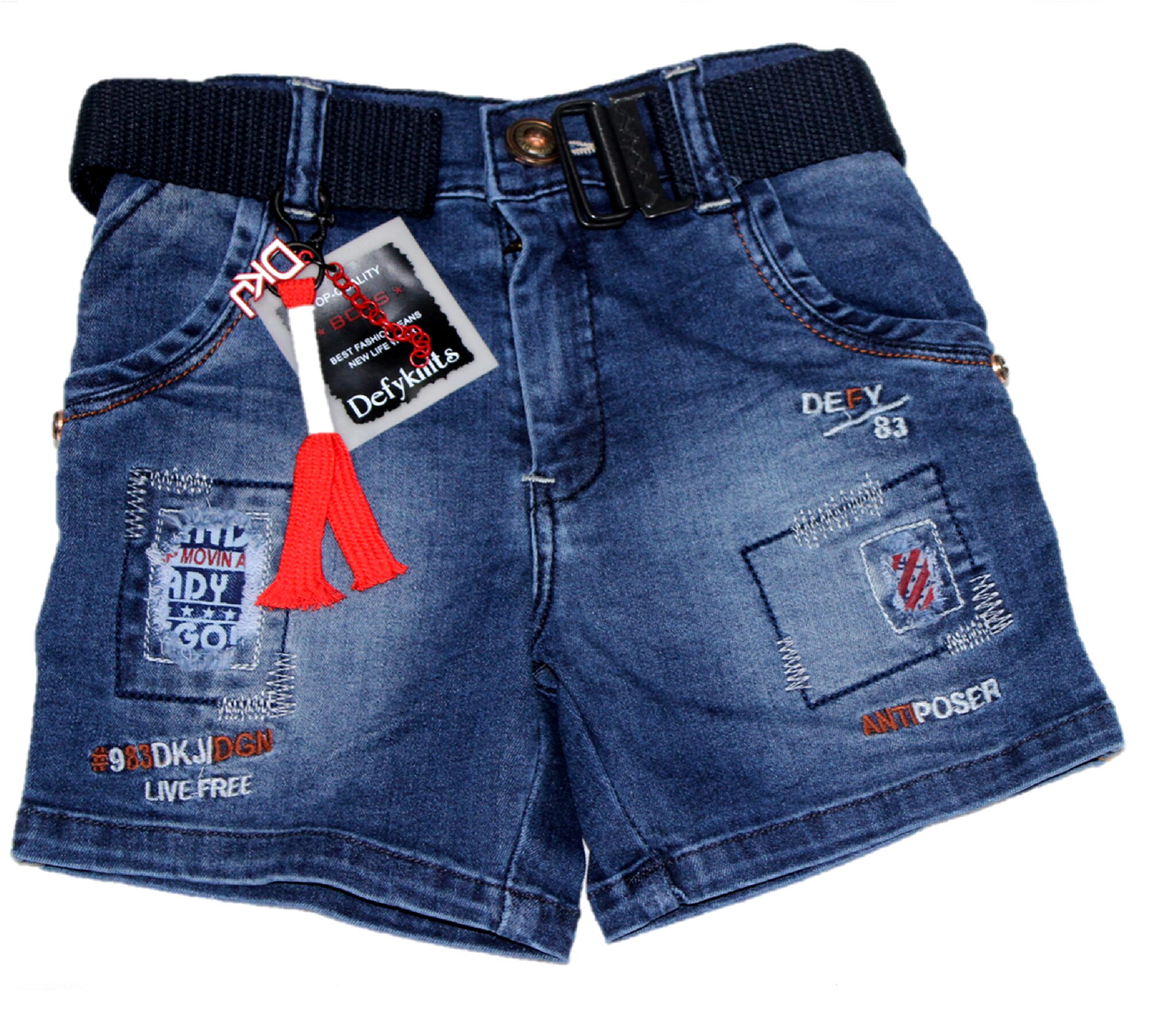 

Defyknits Denim Applique Blue Color Shorts For Boy
