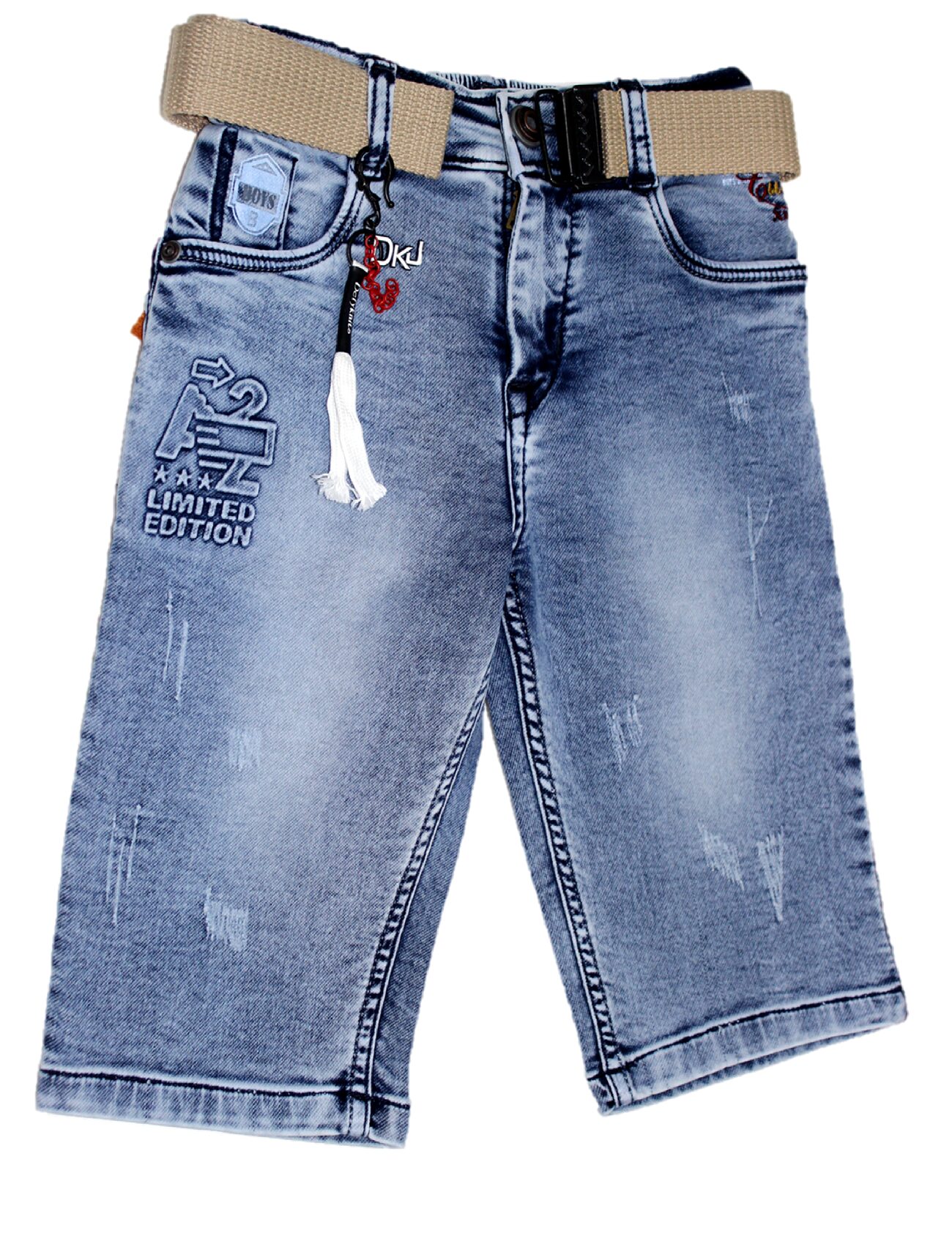 

Defyknits Denim Faded Blue Color Capri For Boy