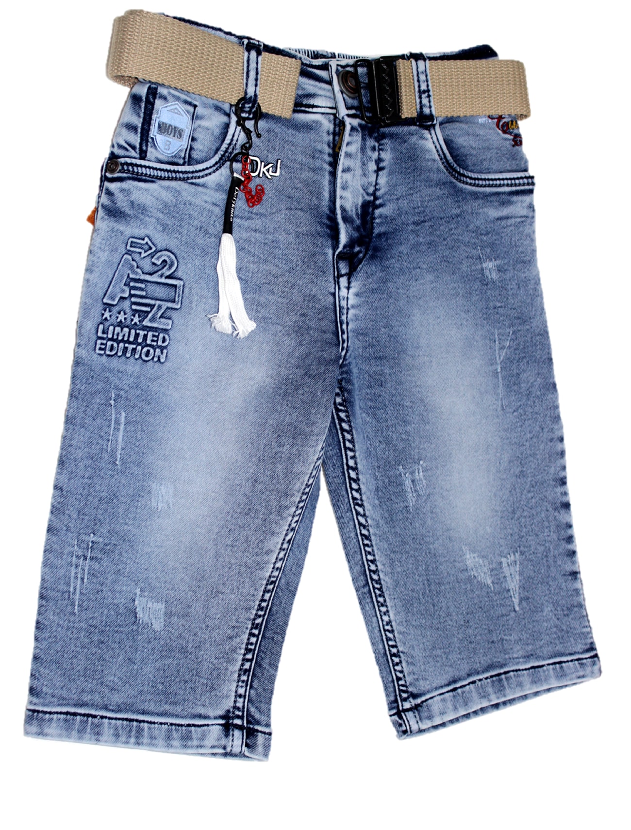 

Defyknits Denim Faded Blue Color Capri For Boy