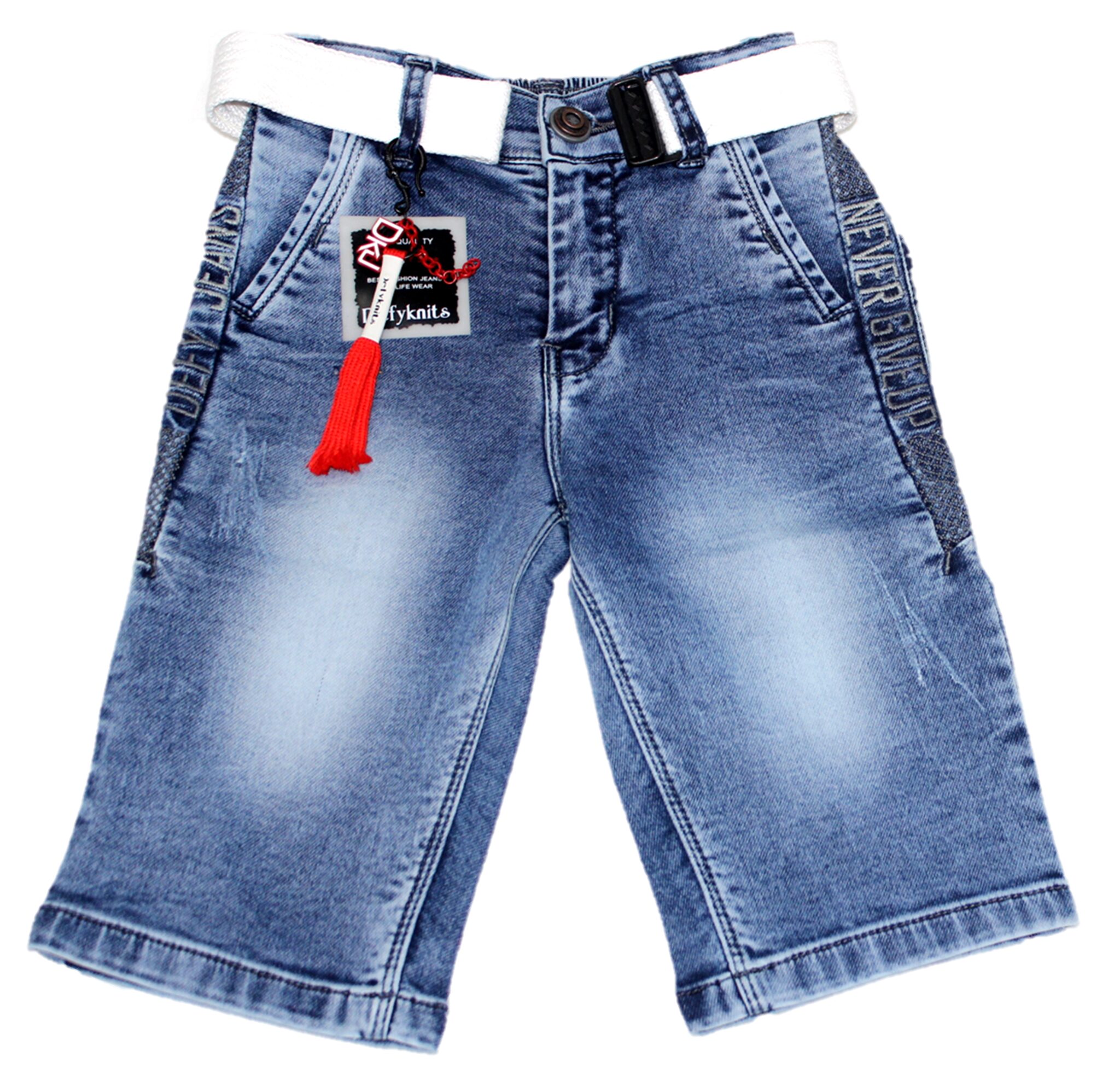

Defyknits Denim Faded Blue Color Capri For Boy