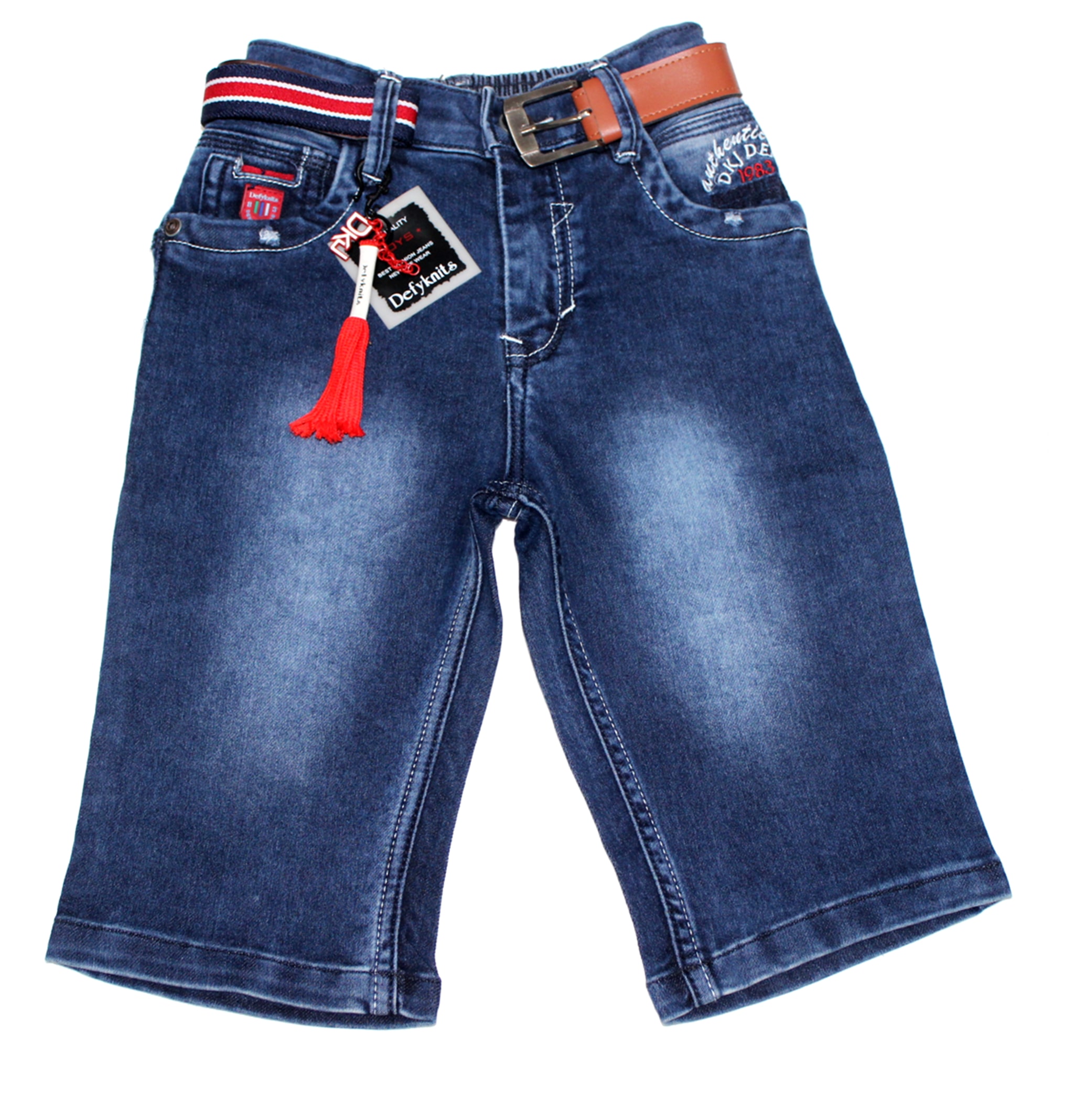 

Defyknits Denim Faded Blue Color Capri For Boy