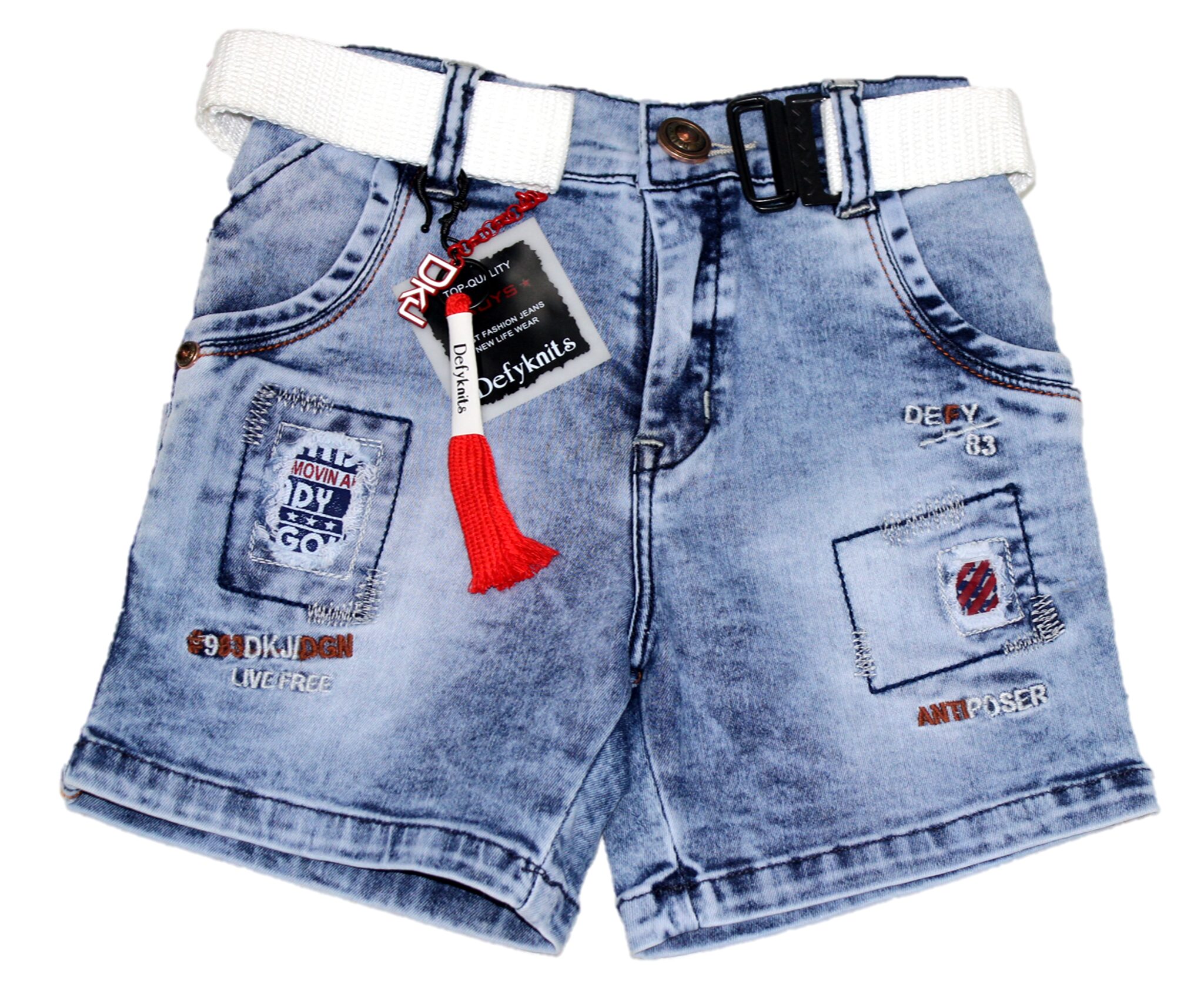 

Defyknits Denim Applique Blue Color Shorts For Boy