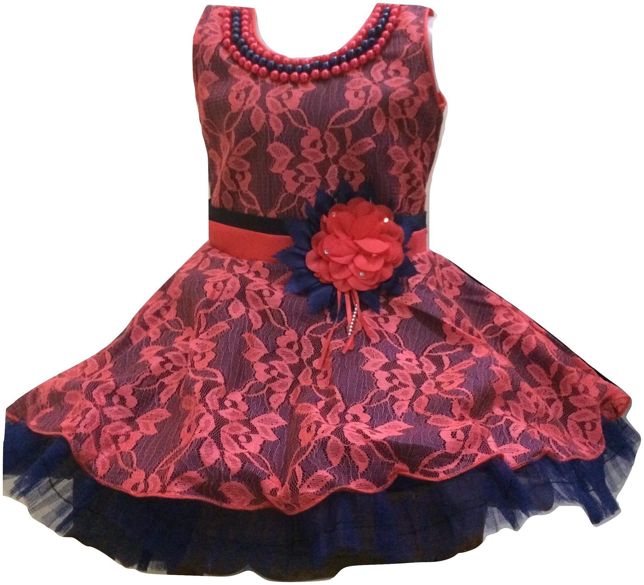 

Pratishtha Creations Baby girl Net Floral Princess frock - Pink