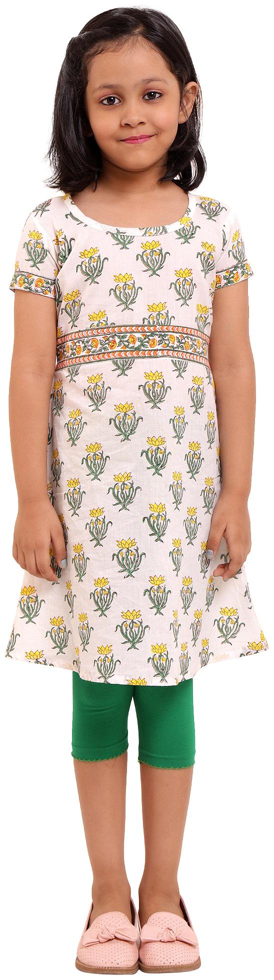 

DHANUKI Girls Cotton Kurta - White