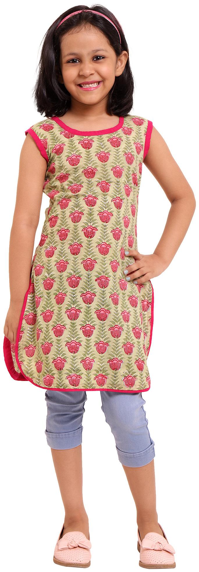 

DHANUKI Girls Cotton Kurta - Multi