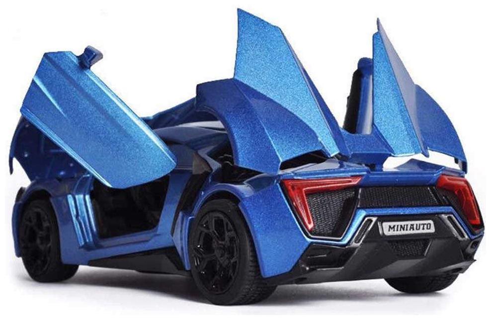 

Die-Cast Metal Car Sport Hyper Cars 4 Wheel Drive Metal Car Pull Back with 4 Openable Doors Light Music