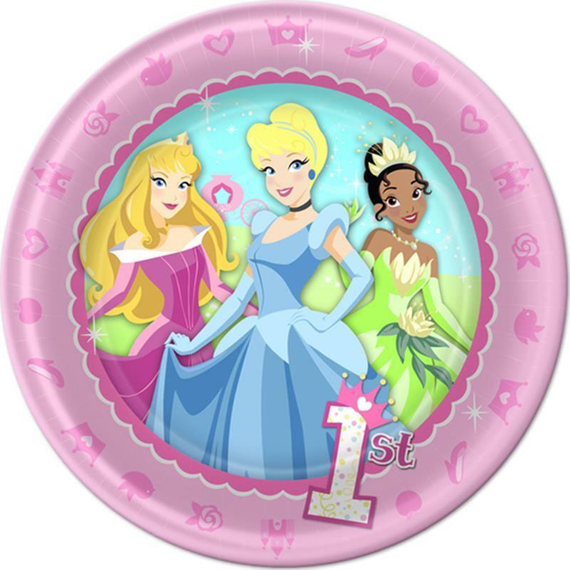 

Disney Princess 1st First Birthday Dessert Plates 8 Per Package Party Supplies