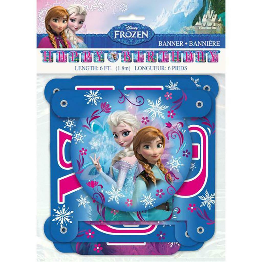 

Disney Princess Frozen Happy Birthday Banner 6 Foot Jointed Anna and Elsa NEW