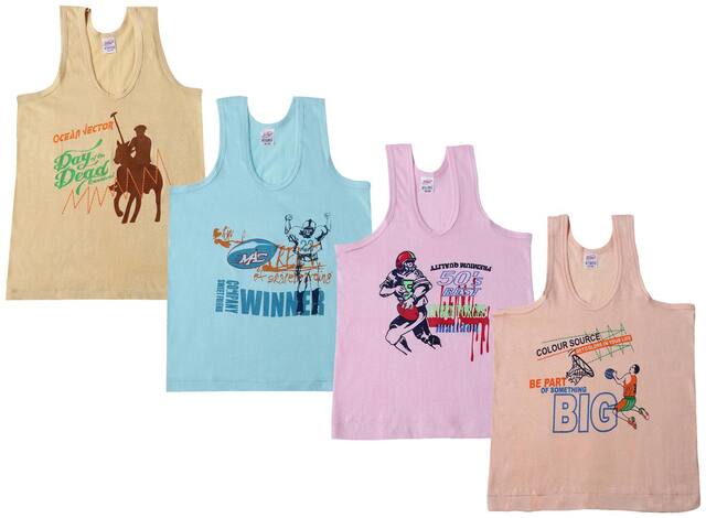 Dollar kids care Vest For Baby boy - Multi , 4