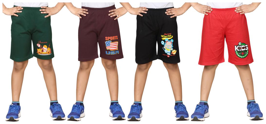 

DONGLI BOYS PRINTED SHORTS (PACK OF 4)