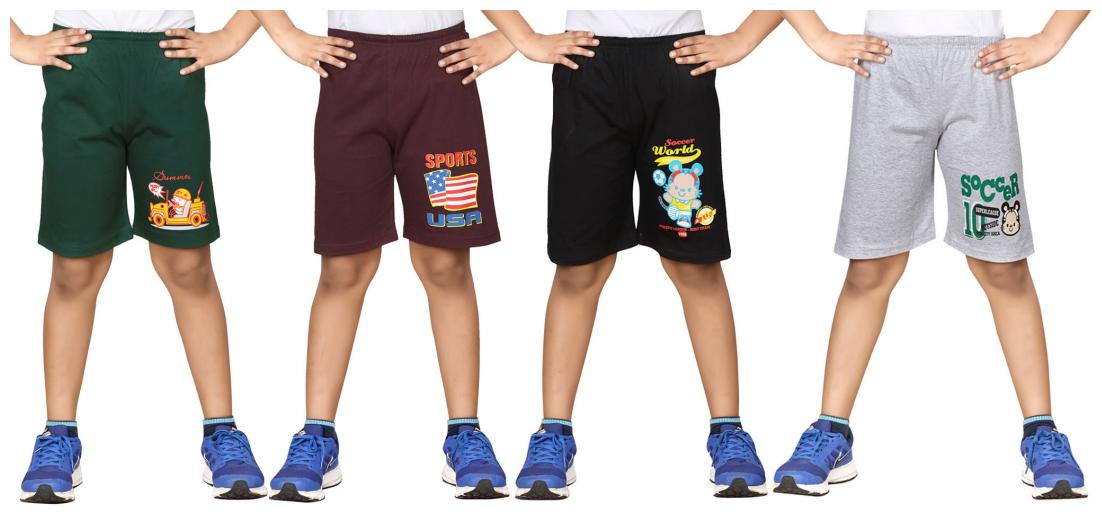 

DONGLI BOYS PRINTED SHORTS (PACK OF 4)