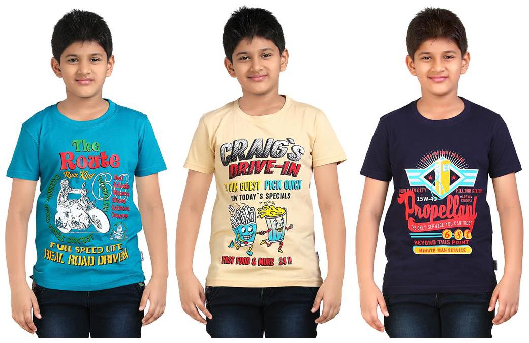 

Dongli Boys Round Neck Tshirt (Pack Of 3) -Multicolor