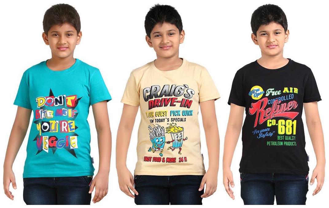 

Dongli Boys Round Neck Tshirt (Pack Of 3) -Multicolor