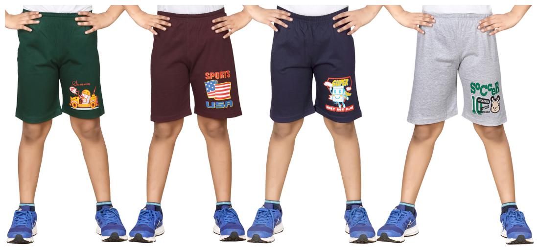 

DONGLI BOYS PRINTED SHORTS (PACK OF 4)