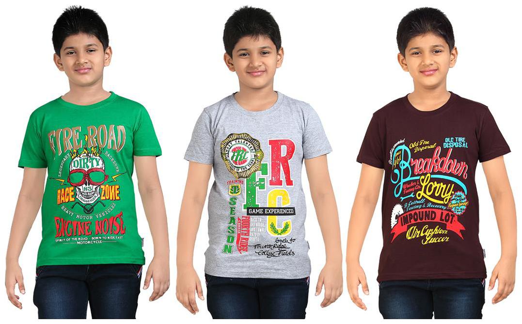 

Dongli Boys Round Neck Tshirt (Pack Of 3) -Multicolor