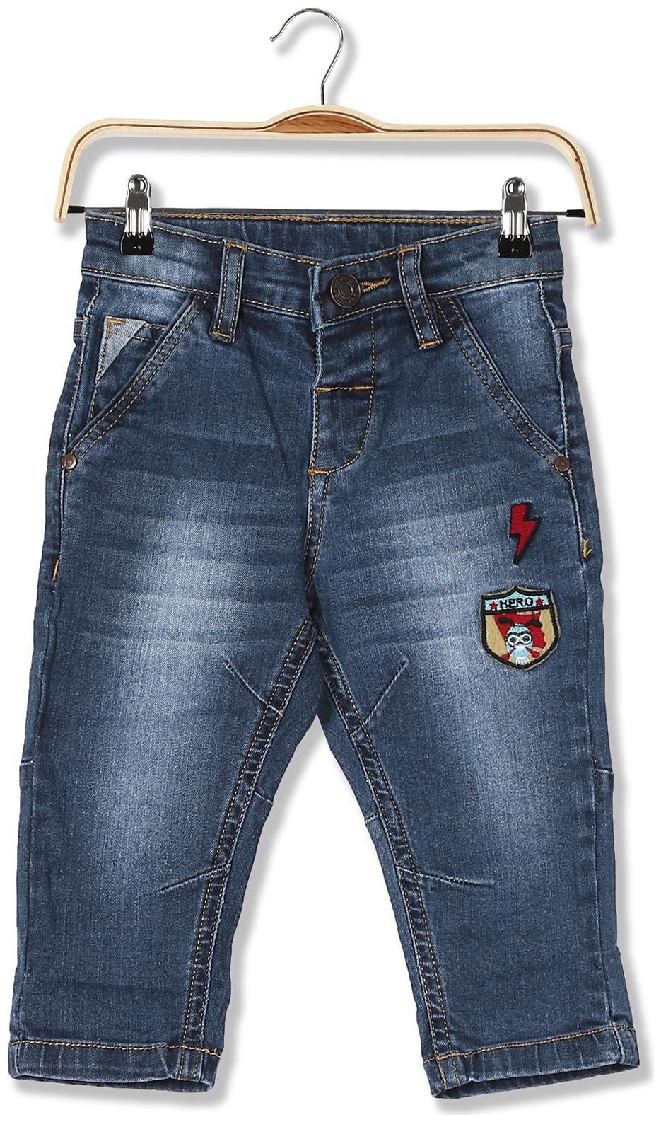 

Donuts Baby boy Cotton Applique Jeans - Blue