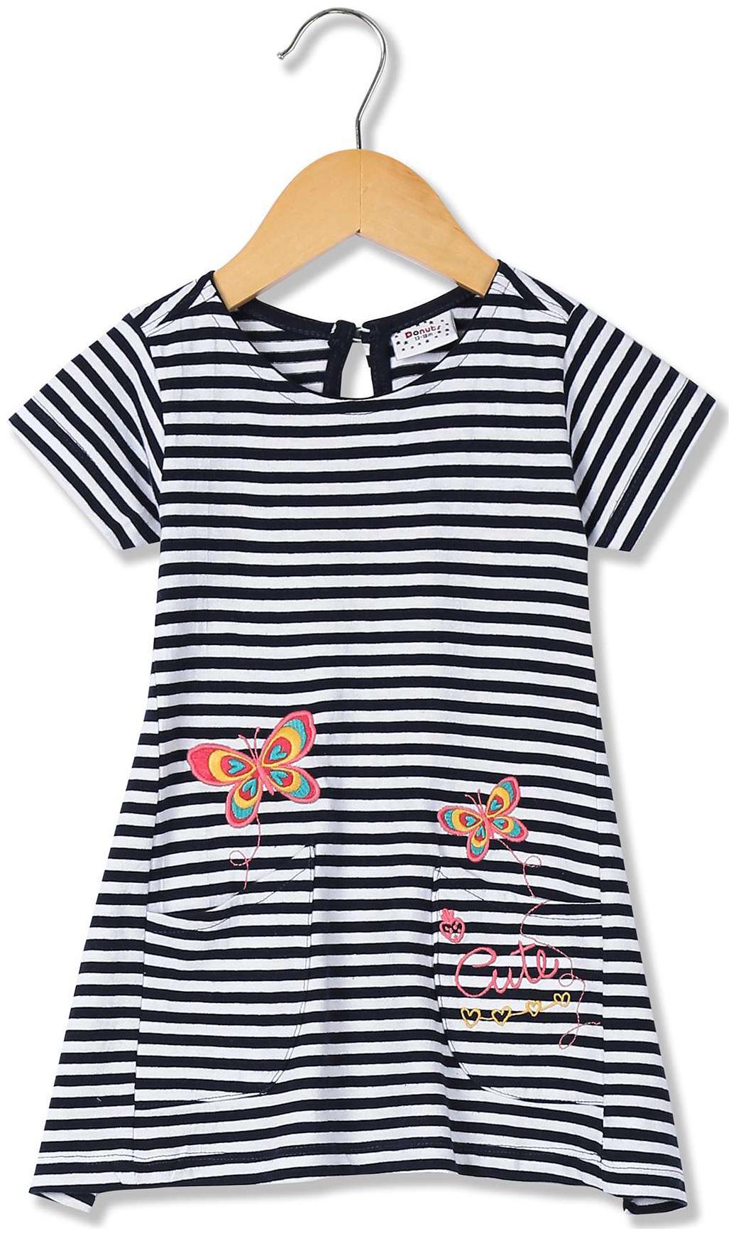 

Donuts Baby girl Cotton Striped Princess frock - Blue