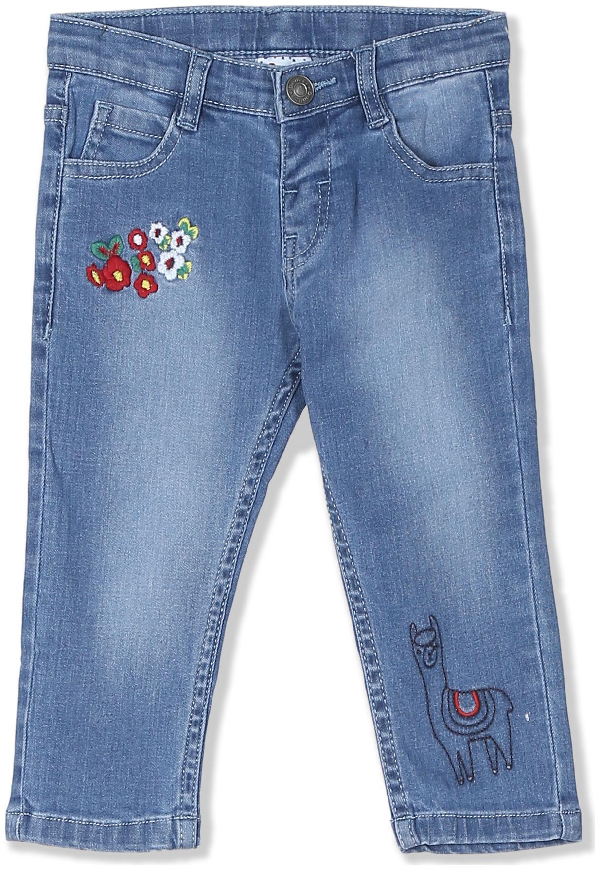 

Donuts Baby girl Cotton Embroidered Jeans - Blue