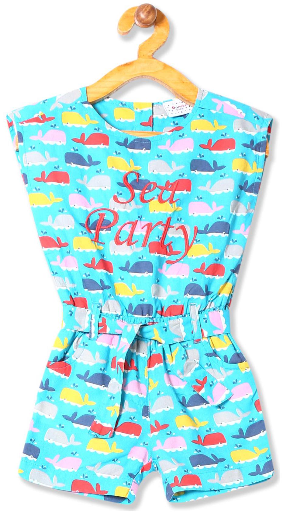 

Donuts Baby girl Cotton Printed Romper - Green
