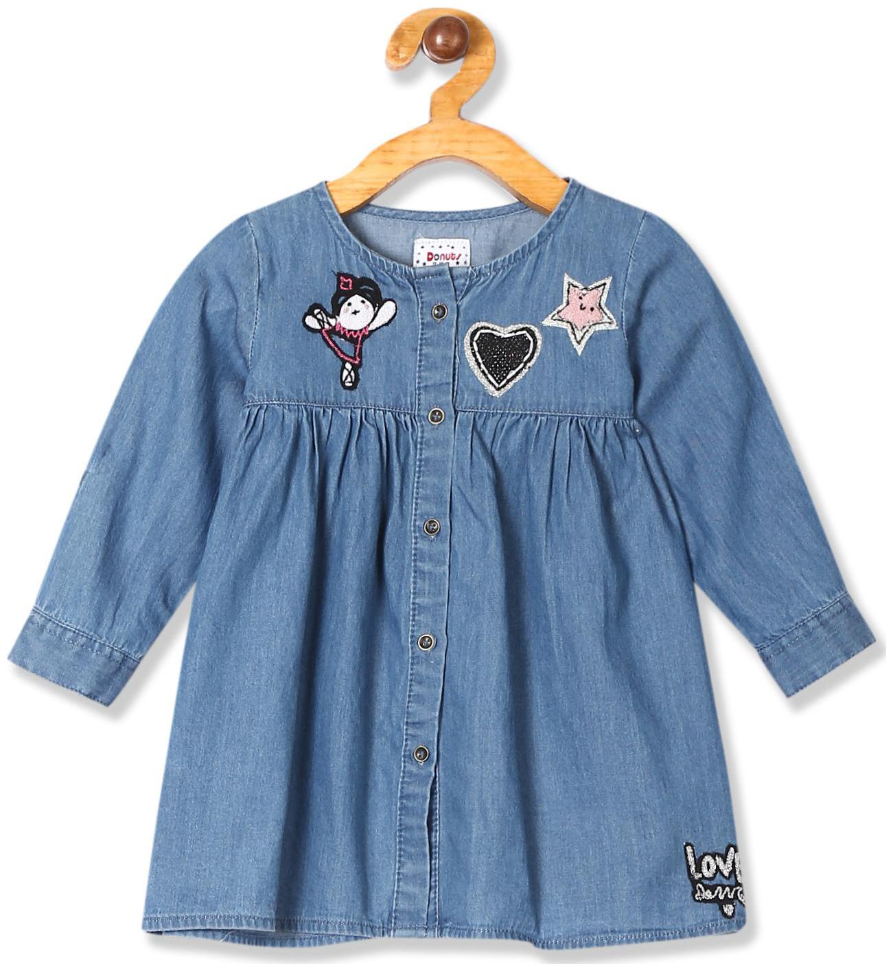 

Donuts Baby girl Cotton Solid Princess frock - Blue