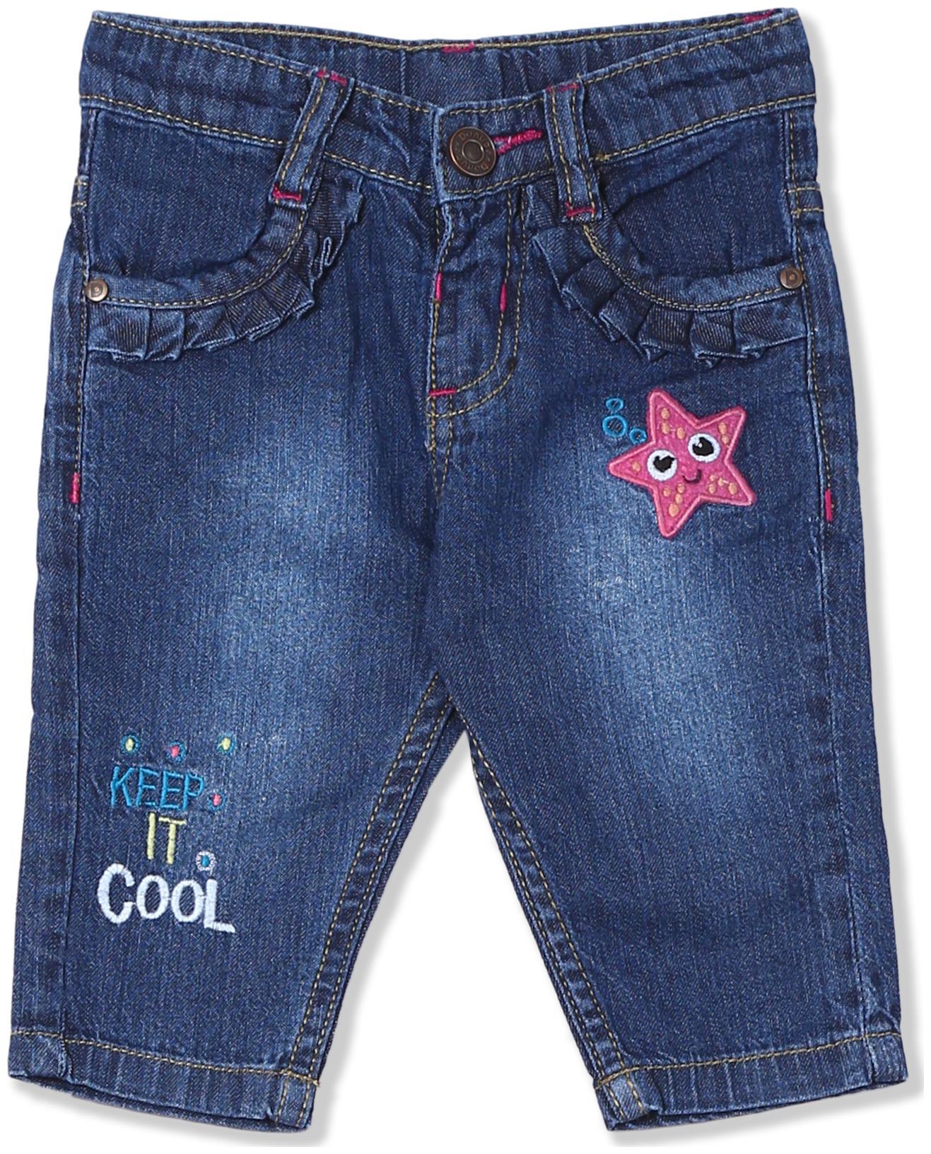

Donuts Baby girl Cotton Solid Jeans - Blue