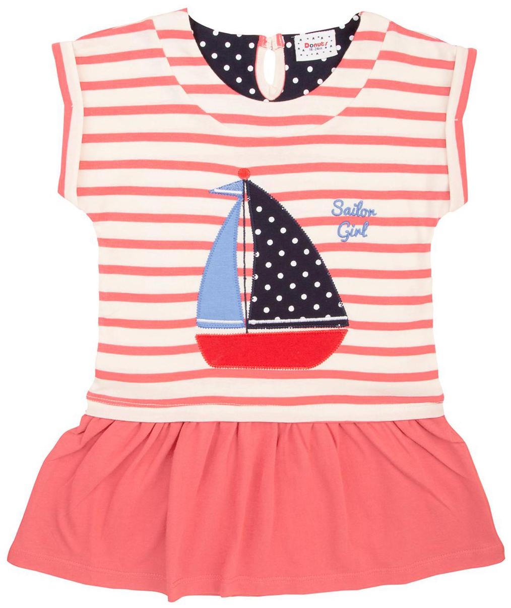 

Donuts Baby girl Cotton Striped Princess frock - Red
