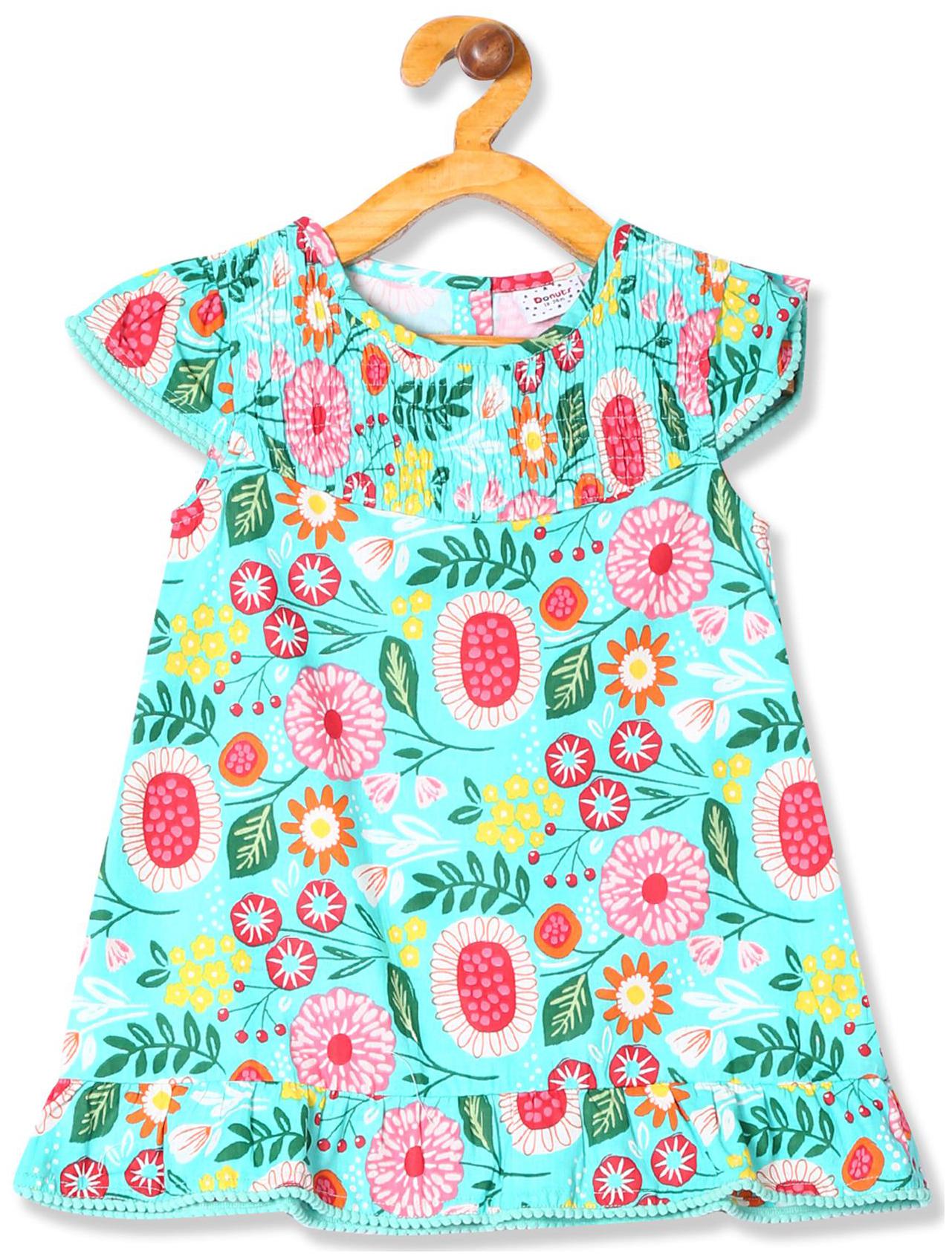 

Donuts Baby girl Cotton Printed Princess frock - Green