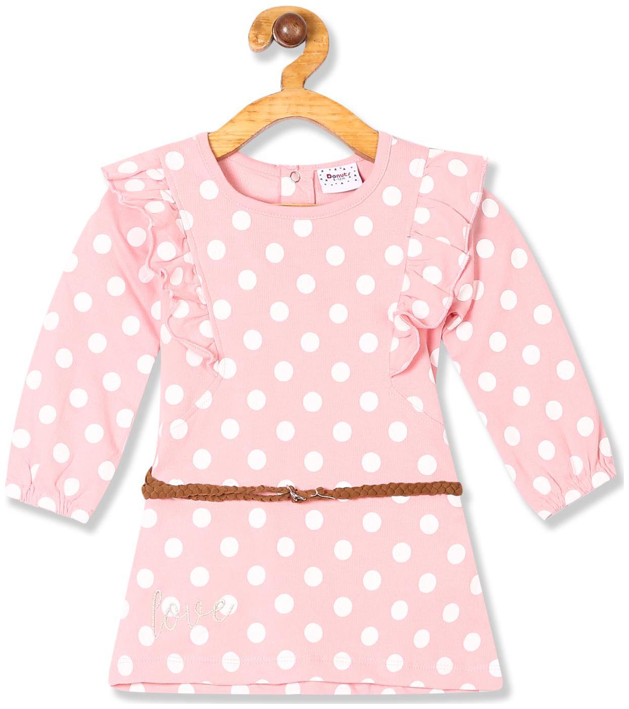

Donuts Baby girl Cotton Polka dots Princess frock - Pink