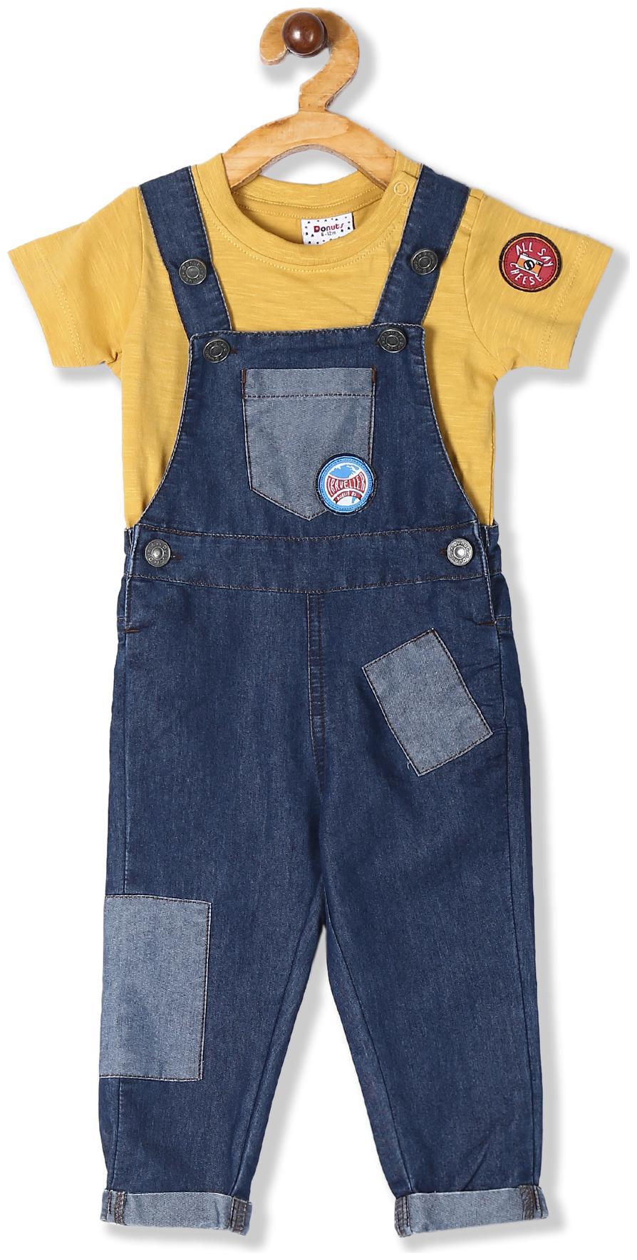 

Donuts Baby boy Cotton Solid Romper - Blue
