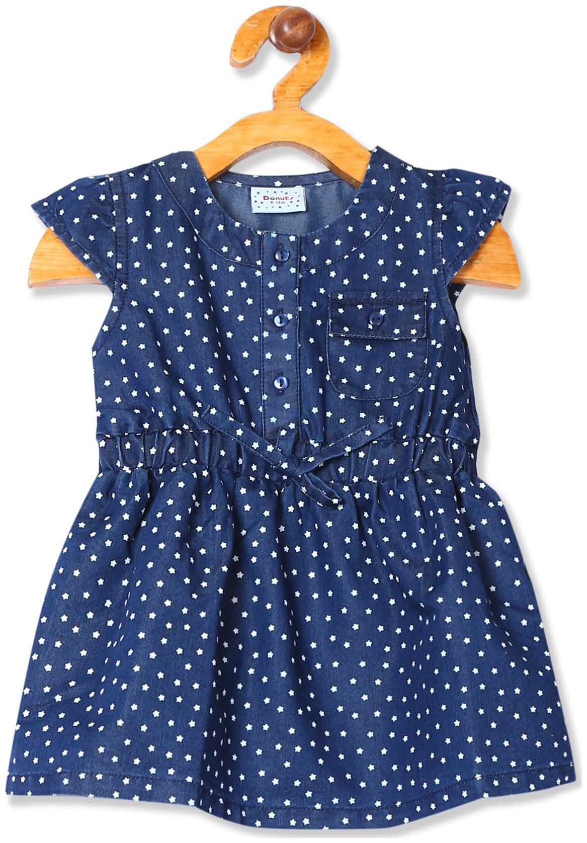 

Donuts Baby girl Cotton Printed Princess frock - Blue