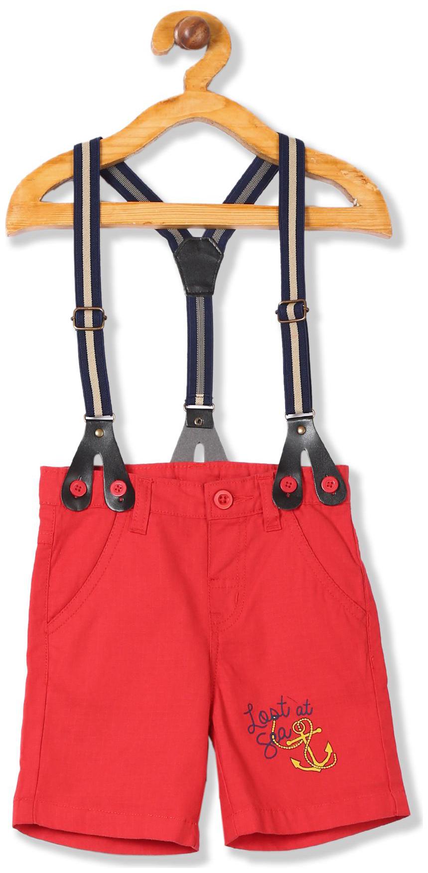 

Donuts Baby boy Cotton Solid Shorts - Red