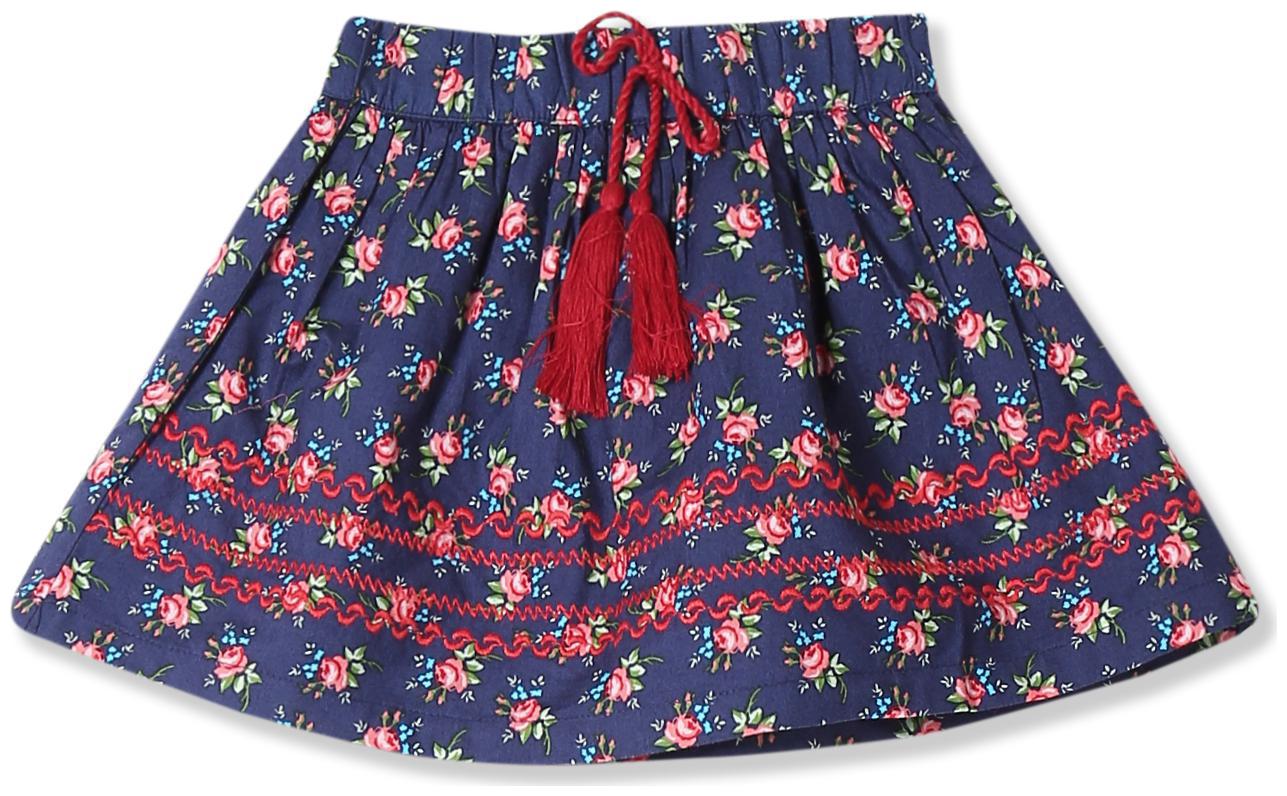

Donuts Baby girl Viscose Printed Skirt - Blue