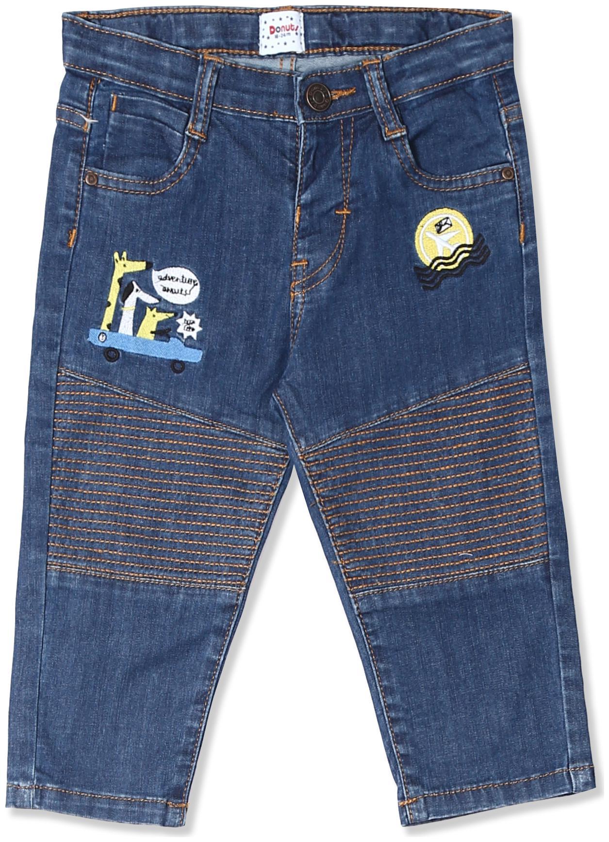 

Donuts Baby boy Cotton Embroidered Jeans - Blue