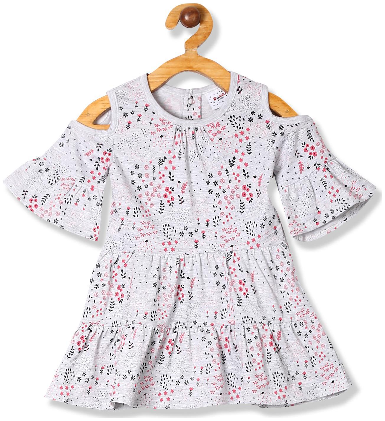 

Donuts Baby girl Cotton Printed Princess frock - Grey