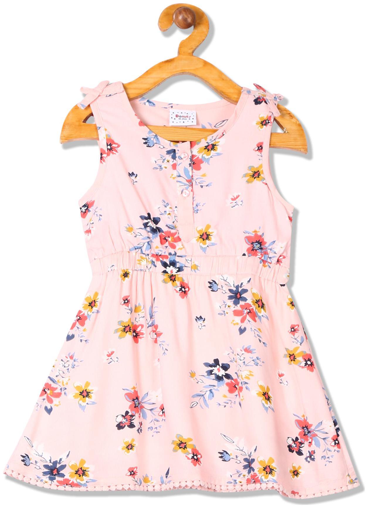 

Donuts Baby girl Rayon Printed Princess frock - Pink