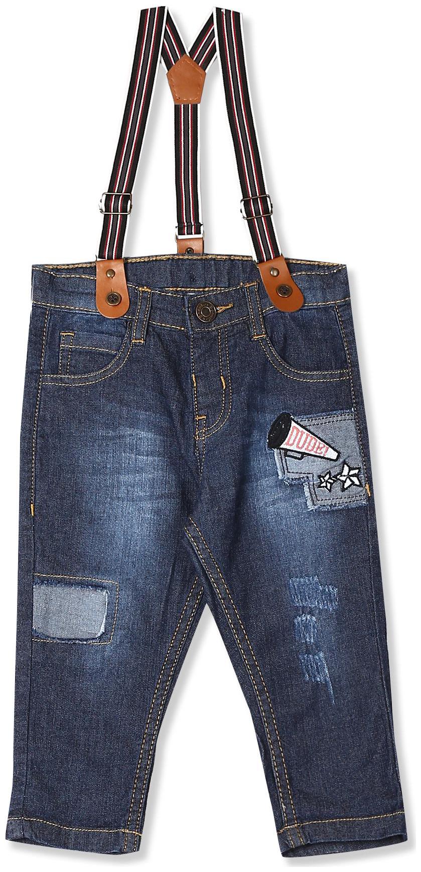 

Donuts Baby boy Cotton Applique Jeans - Blue