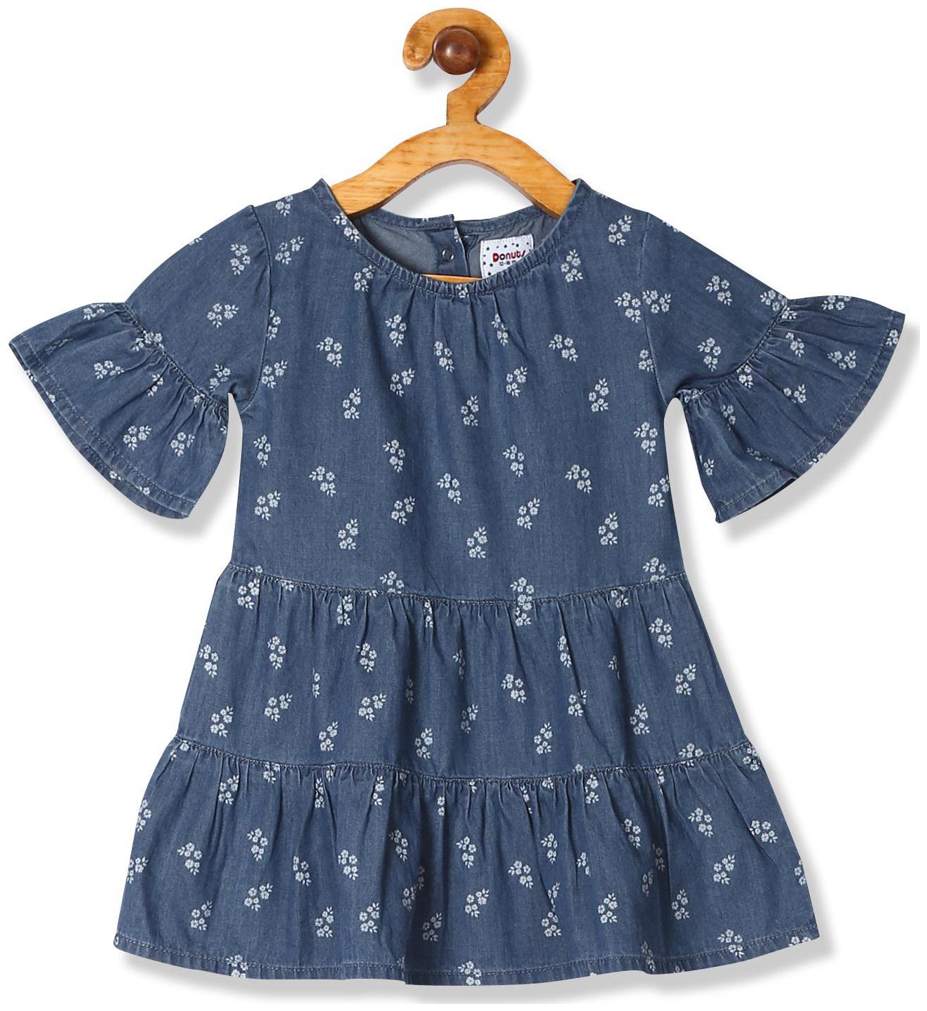 

Donuts Baby girl Cotton Printed Princess frock - Blue