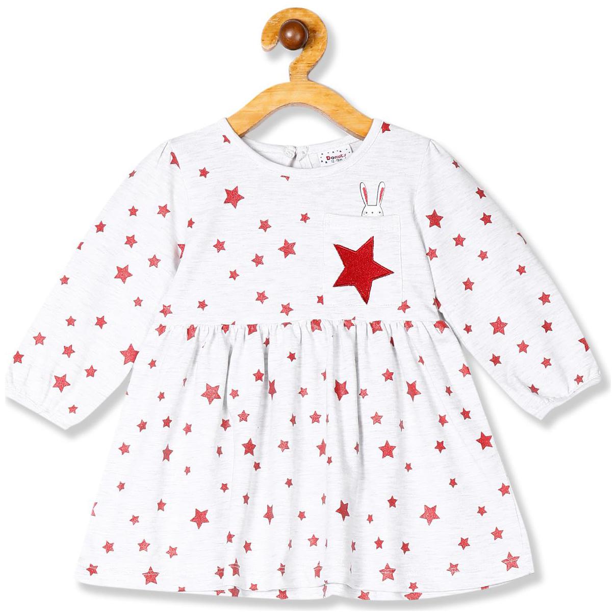 

Donuts Baby girl Cotton Printed Princess frock - Grey