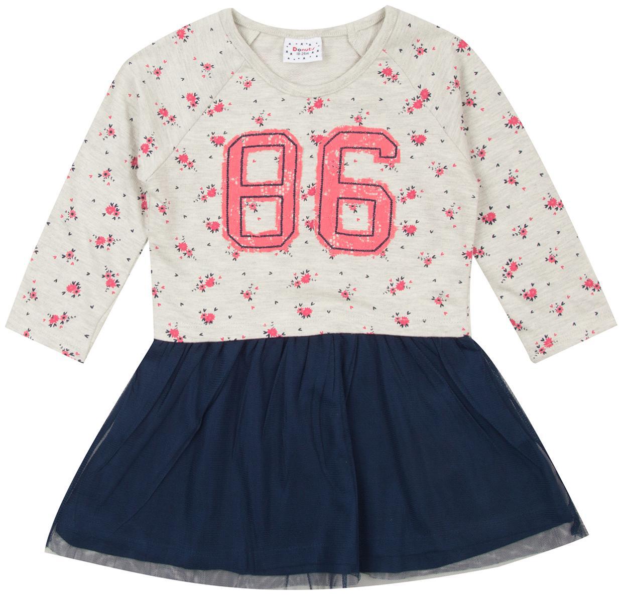 

Donuts Baby girl Cotton Printed Princess frock - Grey
