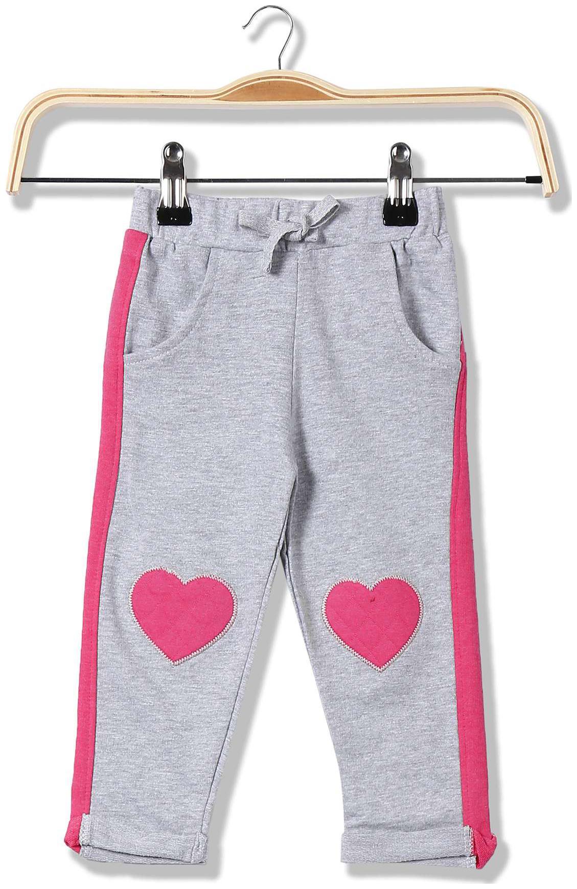 

Donuts Baby girl Cotton Solid Trousers - Grey