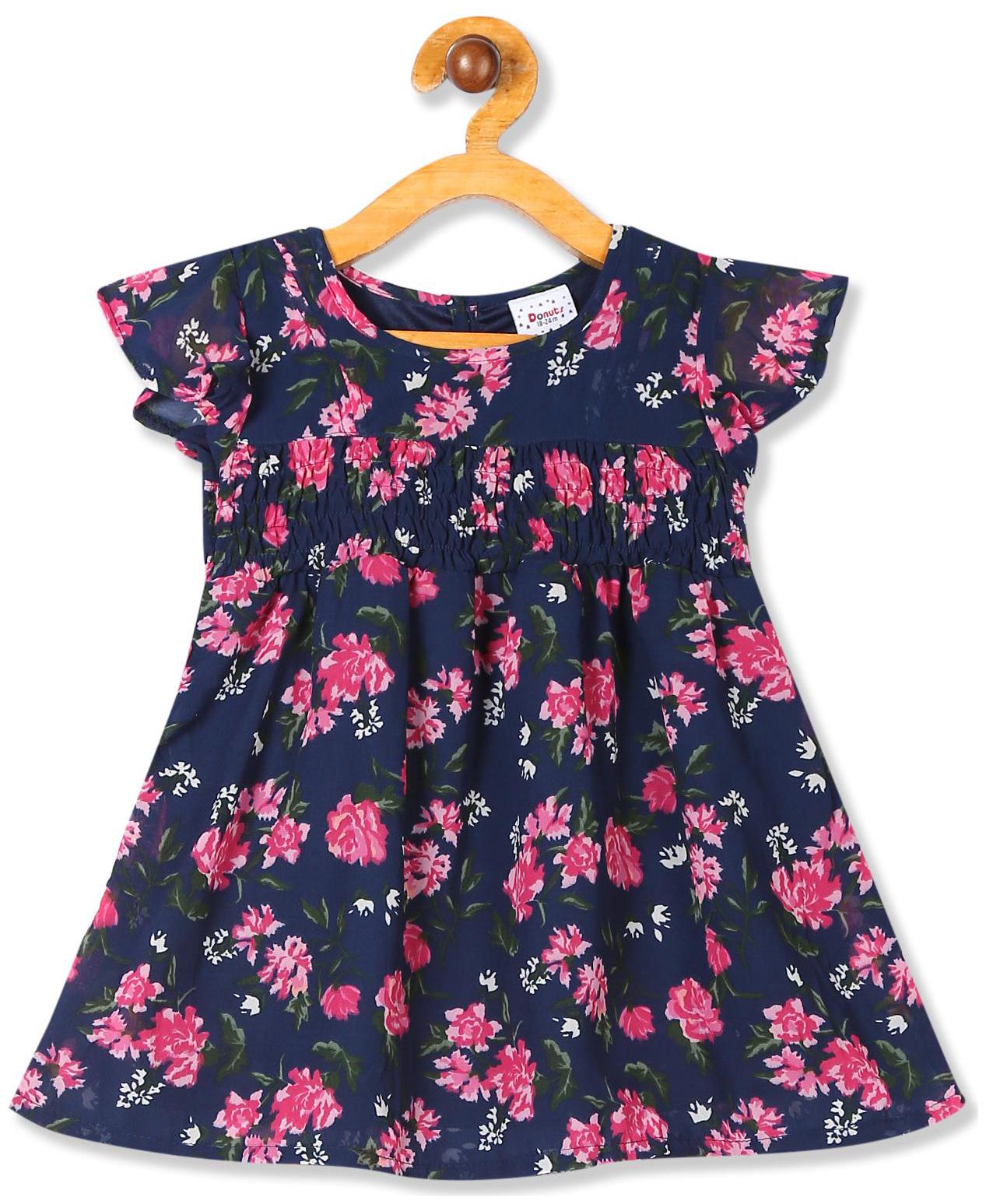 

Donuts Baby girl Polyester Printed Princess frock - Blue