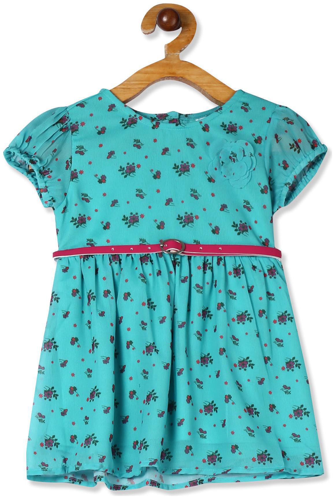 

Donuts Baby girl Polyester Printed Princess frock - Green