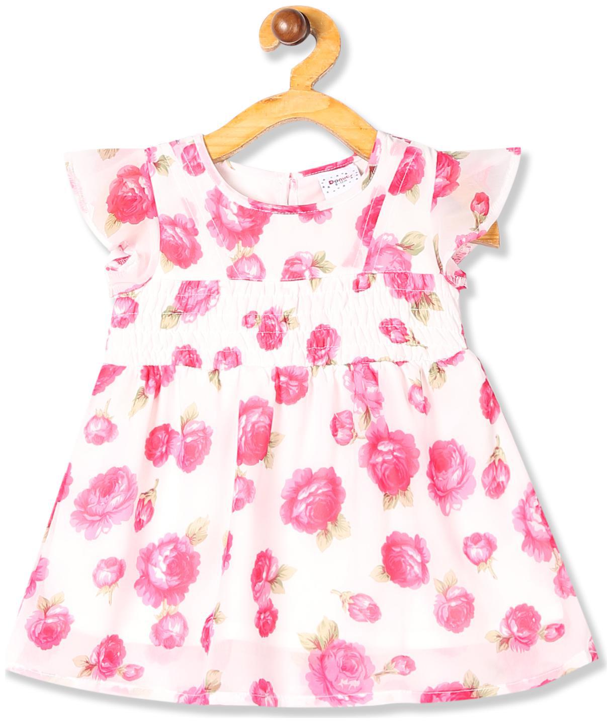 

Donuts Baby girl Polyester Printed Princess frock - White