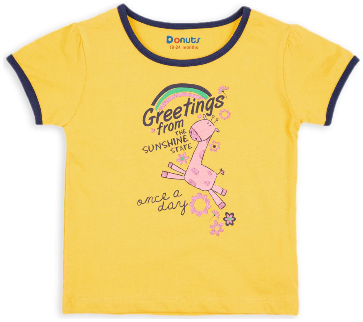 

Donuts Cotton Printed T shirt for Baby Girl - Yellow