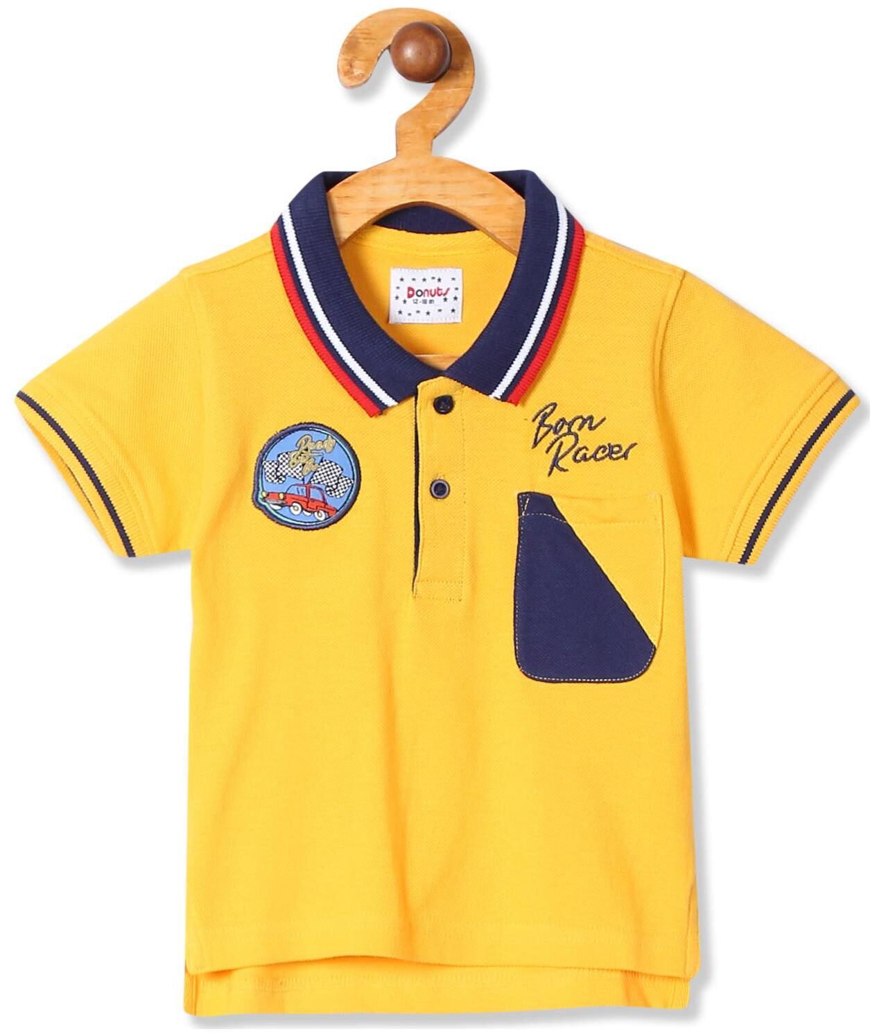 

Donuts Cotton Solid T shirt for Baby Boy - Yellow